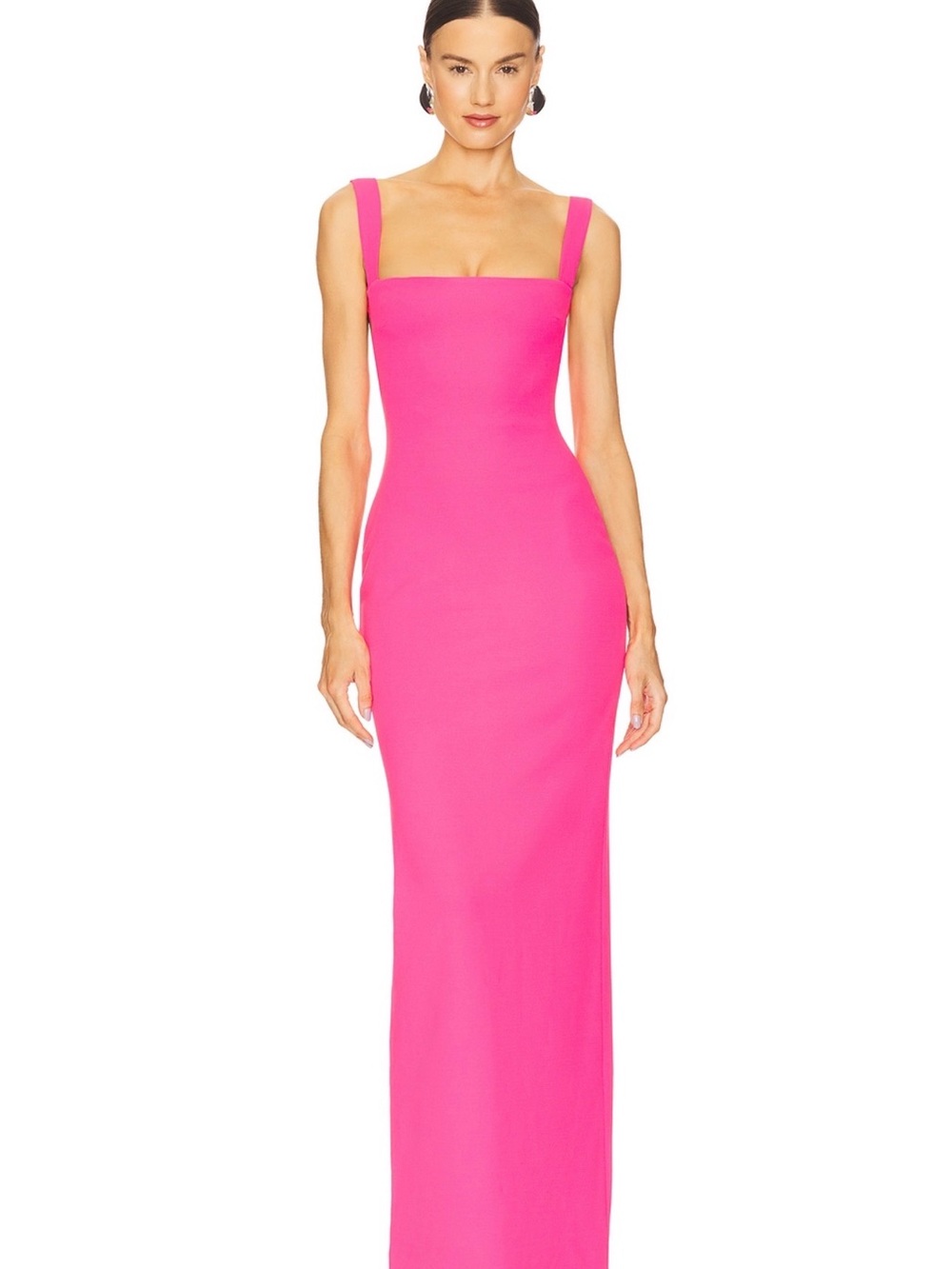 Solace London Hot Pink Square-Neck Maxi Dress